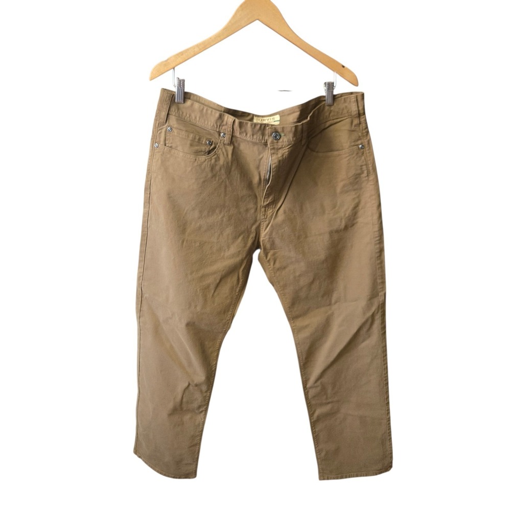 Orvis 38x30‎ Five Pocket Khaki Pants Brown Cotton Straight Outdoor